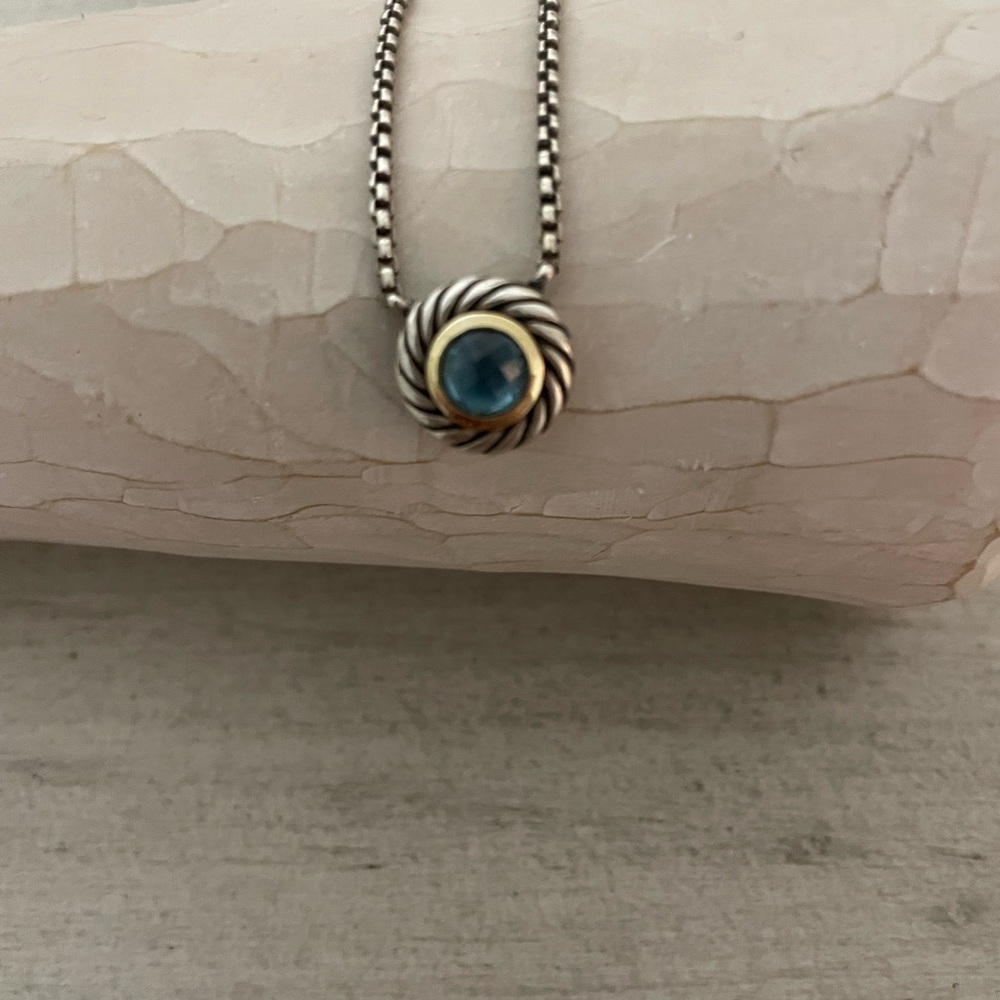 David Yurman Silver and Blue Necklace with Vintage Patina